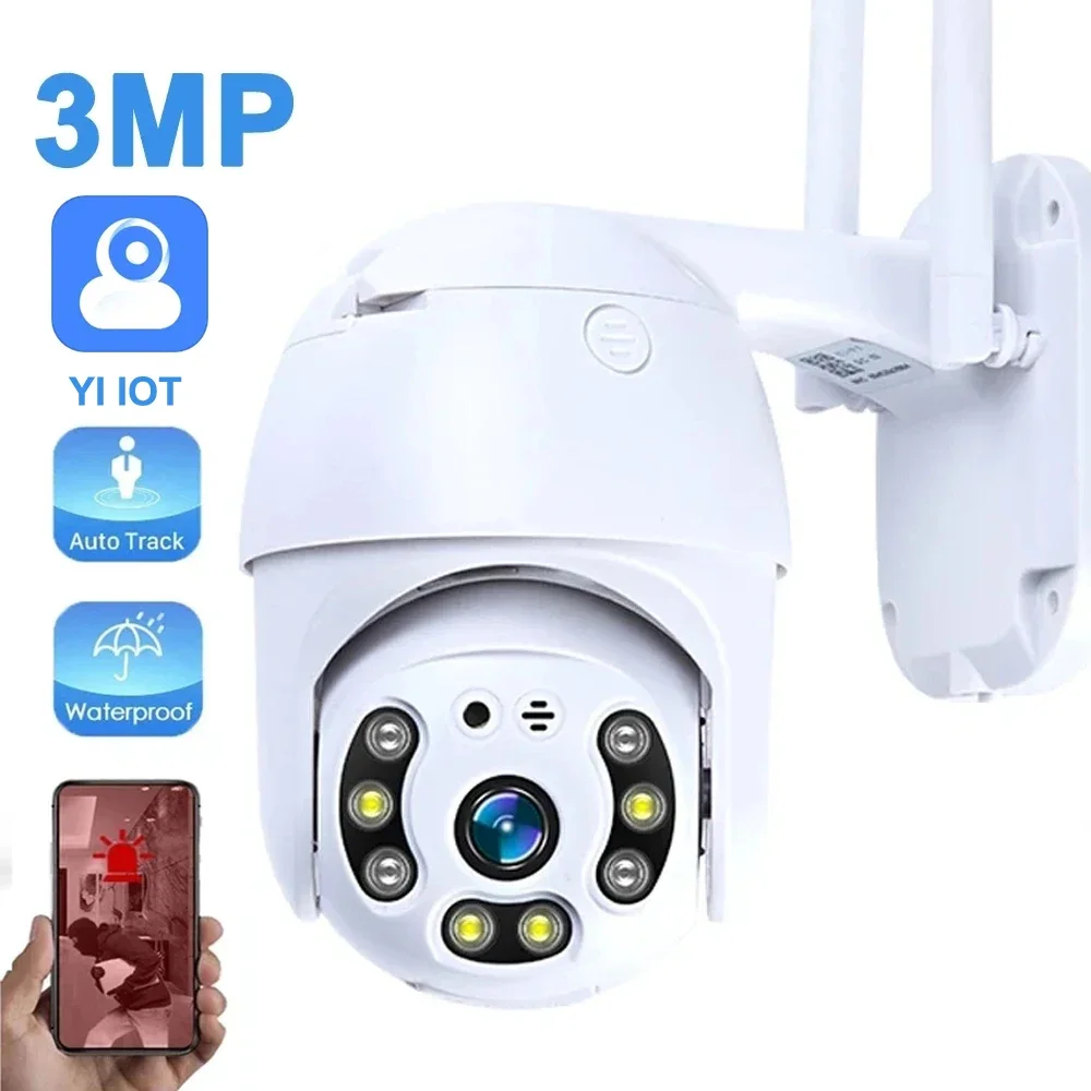 Yi iot 2mp 3mp wifi câmera ptz ao ar livre à prova dwaterproof água rastreamento automático cor visão noturna áudio em dois sentidos 2.4g wifi