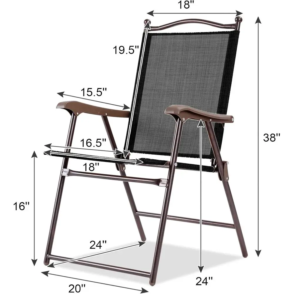 Portable Sling Chairs Set of 2 with Armrests, Metal Frame, Suitable for Indoor and Outdoor Use, Ideal for Lawn, Garden, Poolside