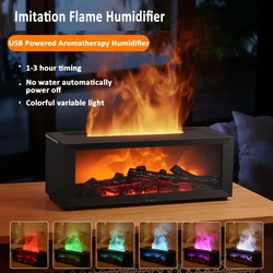 Simulation Fireplace Aroma Humidifier,Essential Oil Diffuser with 7-Colorful Flame,Ideal for Christmas Thanksgiving Decoratio