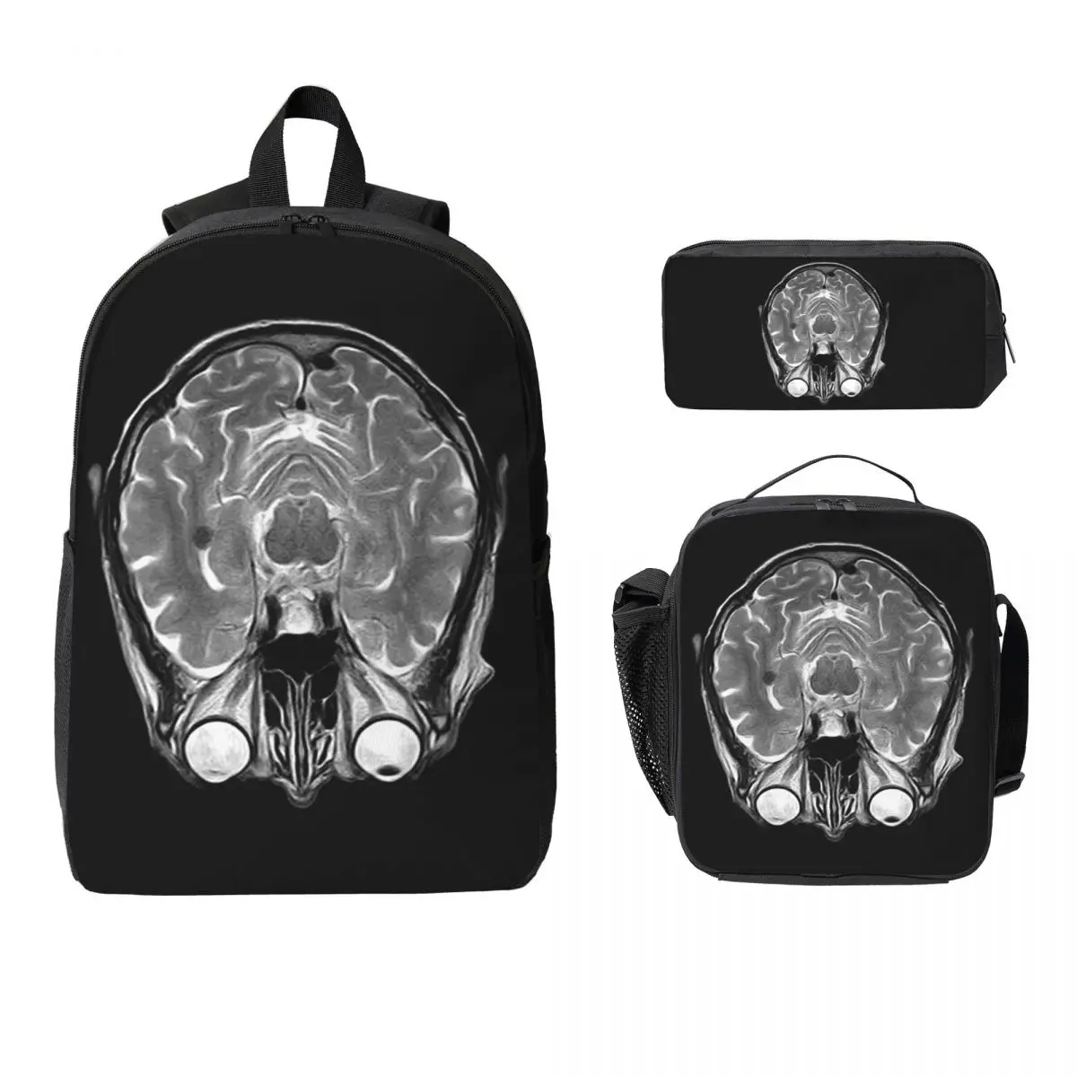 

MRI Of The Brain Backpack Boys Girls BookBag School Bag Laptop Shoulder Bags 3ps Insulated Lunch Bag Pencil Case