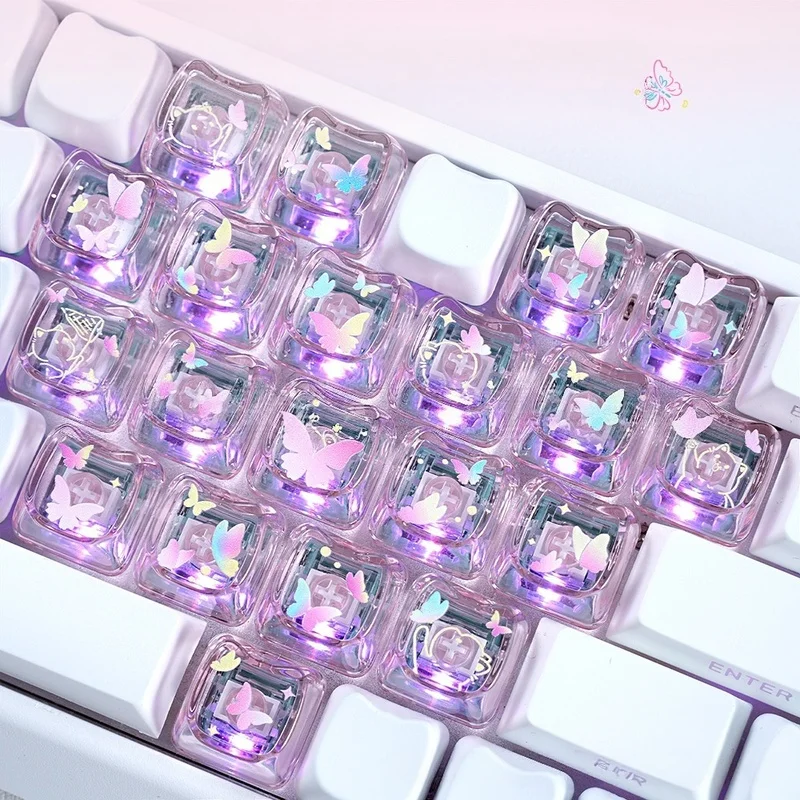 Custom Keycap For Mechanical Keyboard Cute Cat Shaped MAO Profile Translucent PC Cross Stem DIY Decorative Key Cap Fit Magnetic