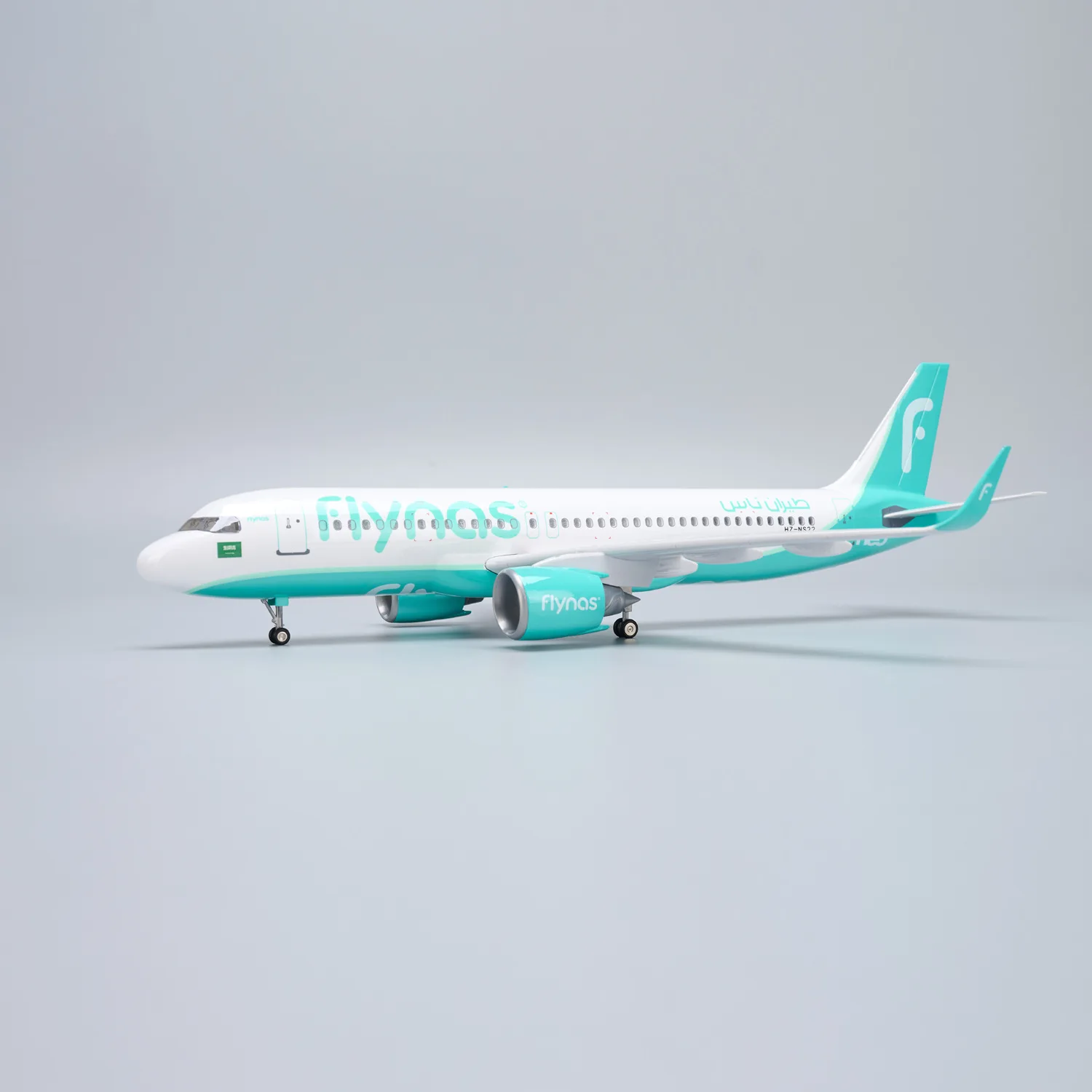 47cm Flynas Aircraft Model Saudi Nas A320neo Plane Model With Stand & Wheel Led Light Diecast Airplane Authentic Collectible Gif