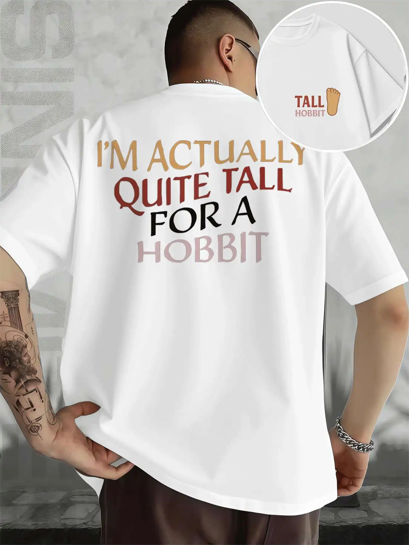 

Hobbit Tall Quote Graphic Tee Men's Double-Sided printed Fashionable Casual Crew Neck 220gsm Pure Cotton T-Shirt