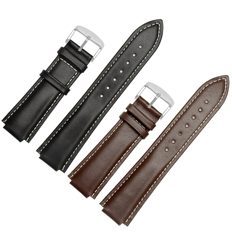 Quality genuine leather wdistband 24*16mm black brown bracelet eplacement Strap For Timex T2N739 T2N721 720