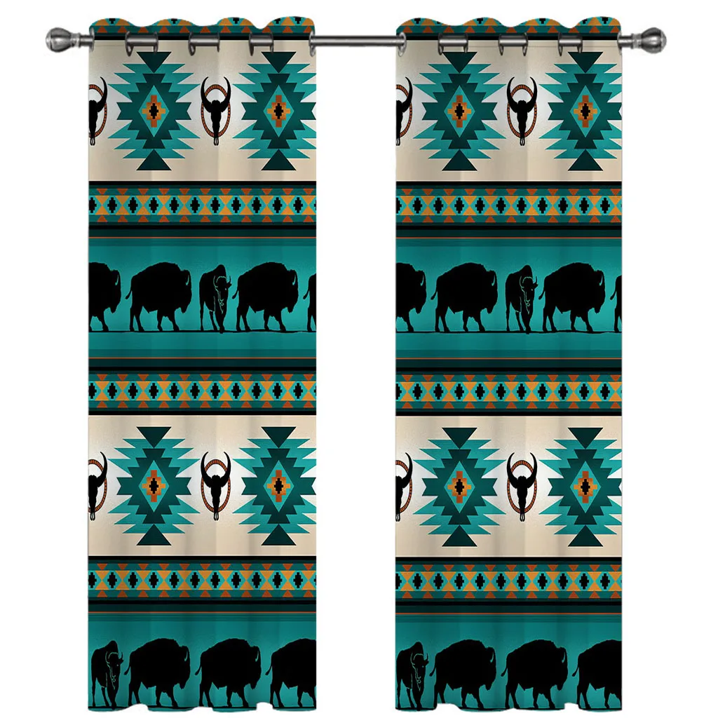 

HUANZHUANG Luxury Curtains For Living Room On Sale Vintage Animal Cow Pattern 2 Pieces Fashion Window Curtain For Living