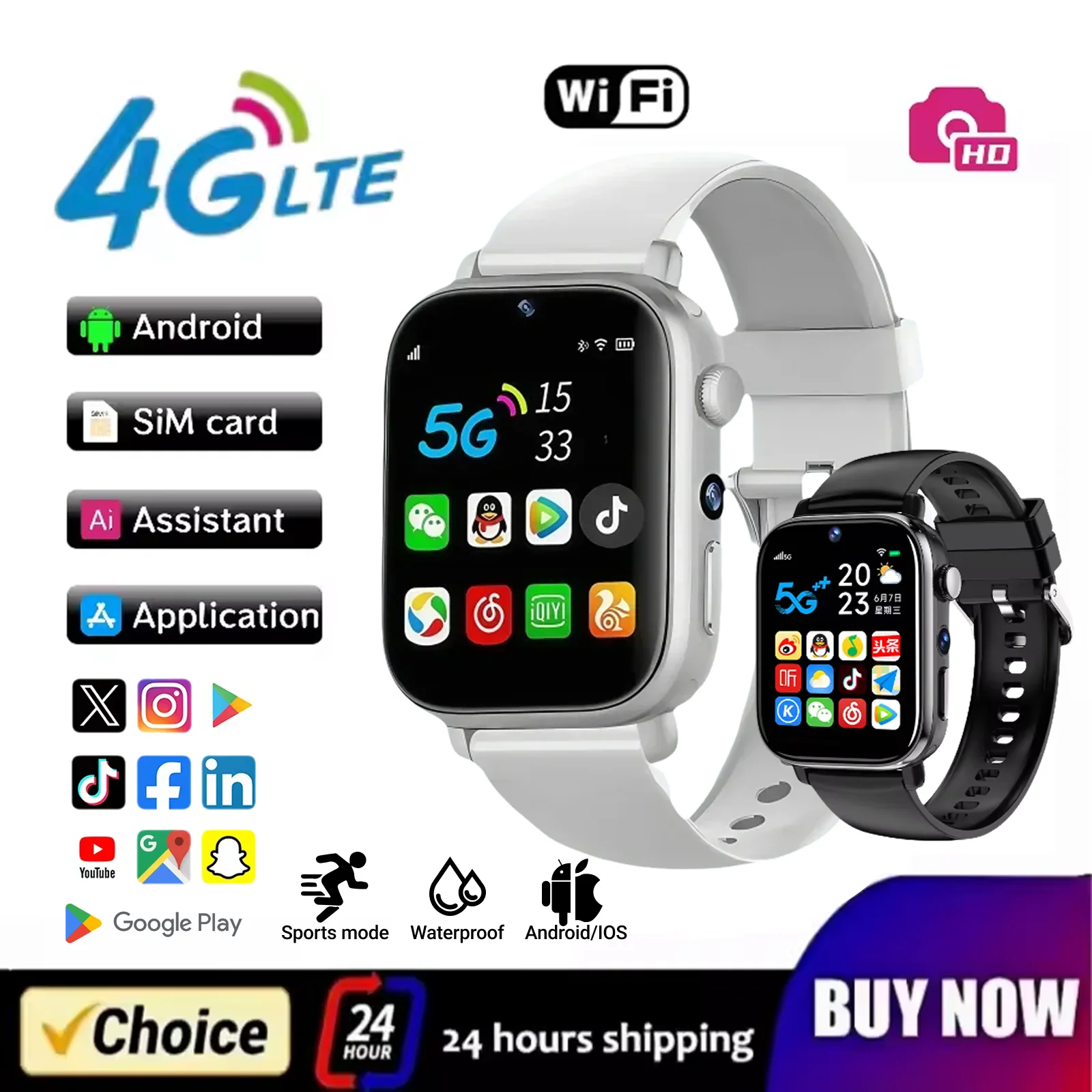 

5G Полная сетевая SIM-карта Smartwatch I1 HD Камера Wi-Fi NFC GPS Прочные Android-смарт-часы для мужчин и женщин с Google Play Sport