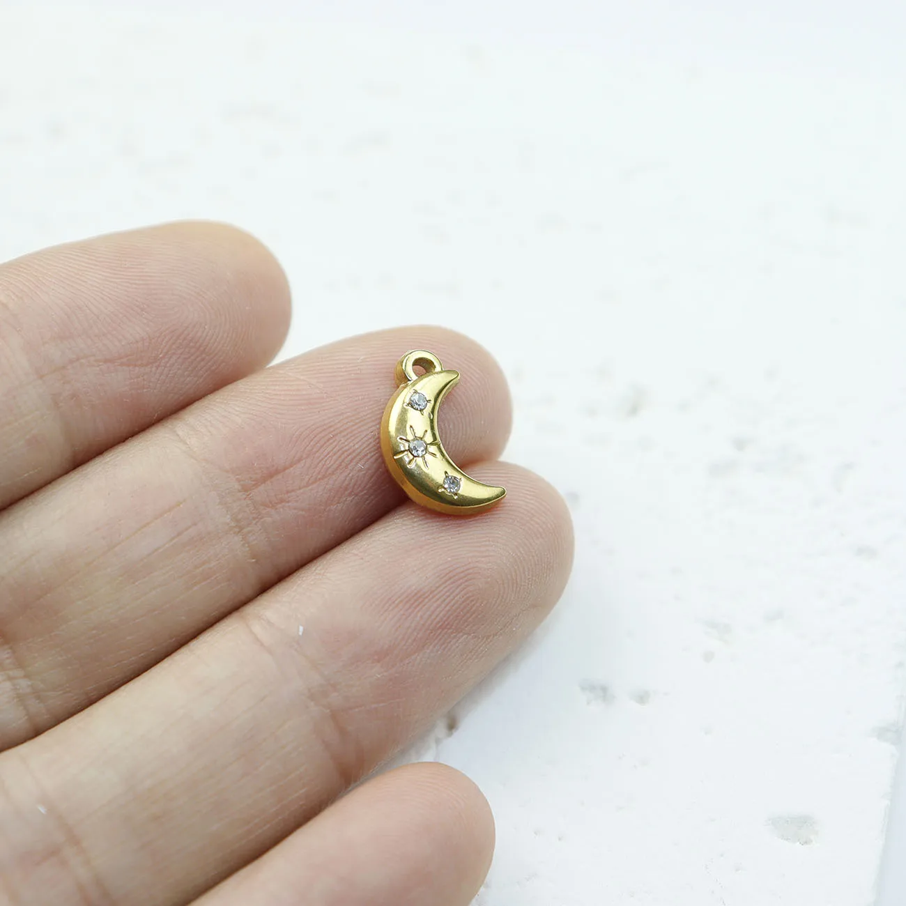 5pcs StainlessSteel Anti-allergy Moon Star Rhinestones Women's High Quality Fashion Jewelry Charms Pendant DIY Necklace image 5