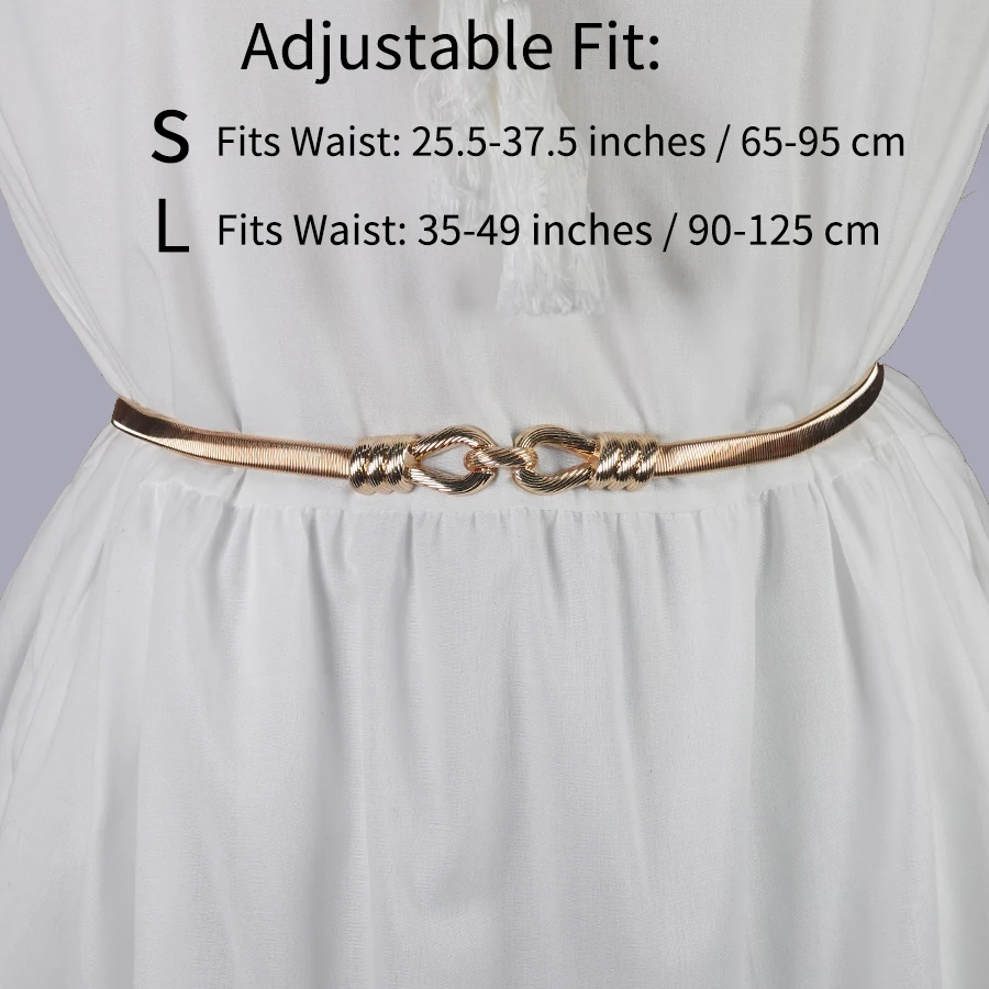 Elegante catena estiva in vita: cintura in metallo elasticizzato regolabile per abiti, gioielli per le vacanze e le date notturne