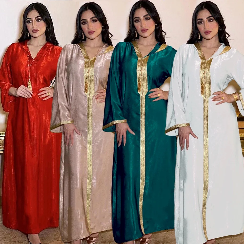 

Muslim Dress Arabic Dubai Abaya African Dresses For Women Jalabiya Green Moroccan Kaftan Hooded Robe Turkish Islamic Modest