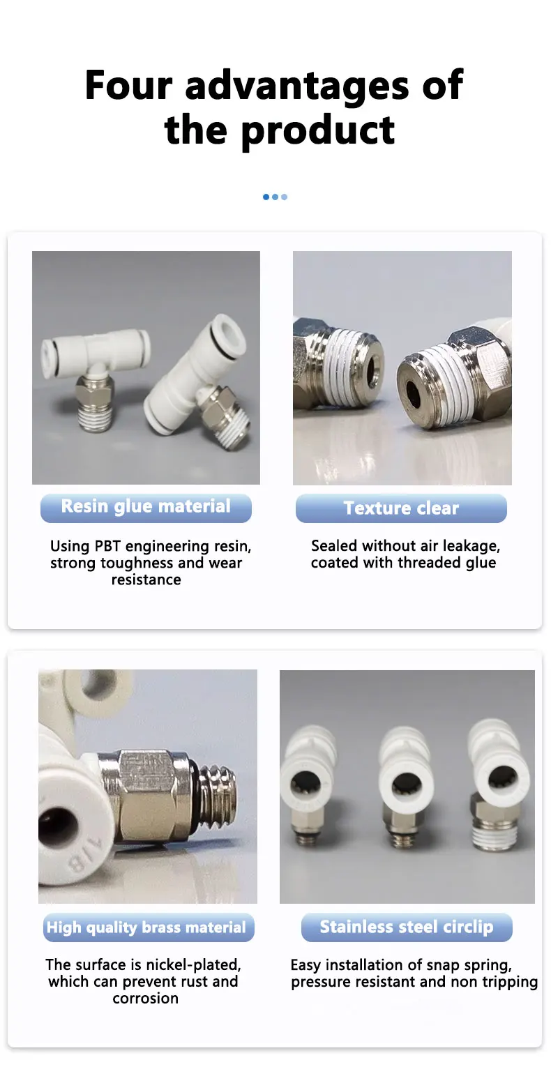 10PCS Mini Fittings Plastic Male Branch Tee Fitting M3 M5 M6 1/8 Pneumatic Push In Connector