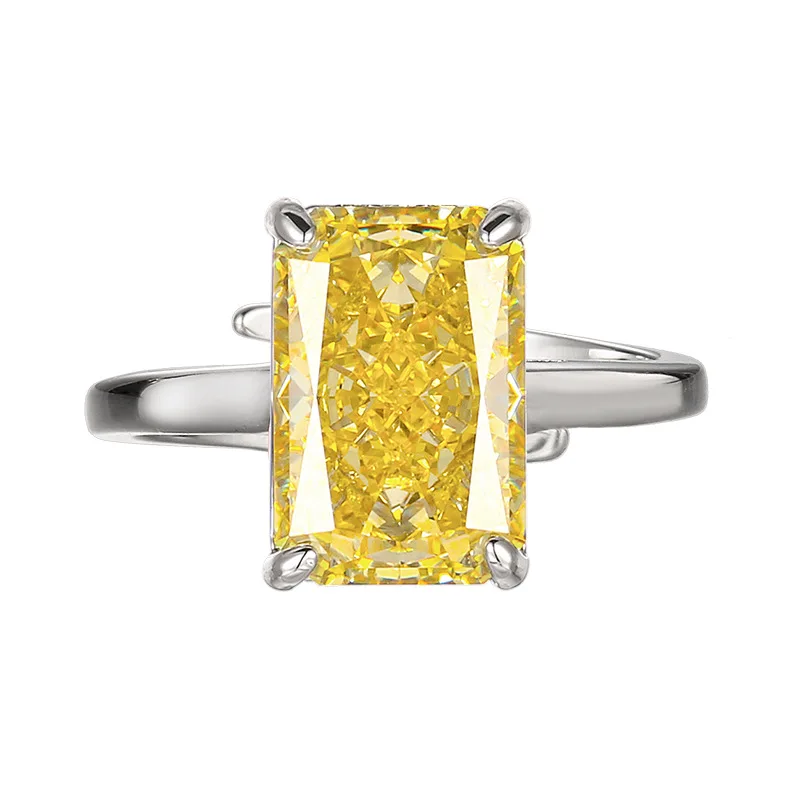 

Luxury Ice Flower Stone Ring For Bridal Wedding Jewelry Set Shiny Large Crystal Rectangle Ring Women Jewelry Adjustable