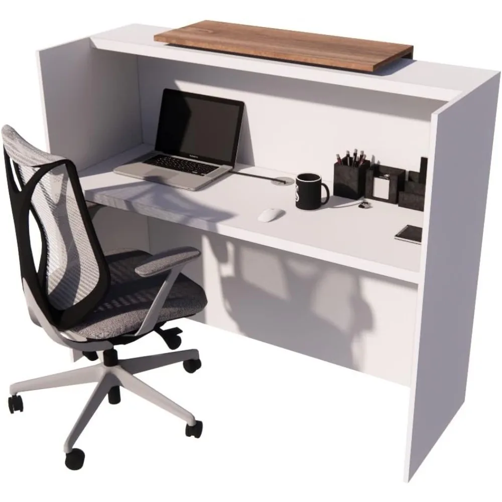 ICN 53 Inch Contemporary Reception Desk | Multifunctional Modern,Transaction Countertop, Laminate Desktop, Standing Front Table