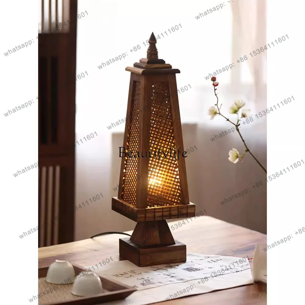 Best Sellers South East Asia Style Bamboo Woven Zen Retro Bedroom Decoration Creative Classical Floor Ornament Can Shine