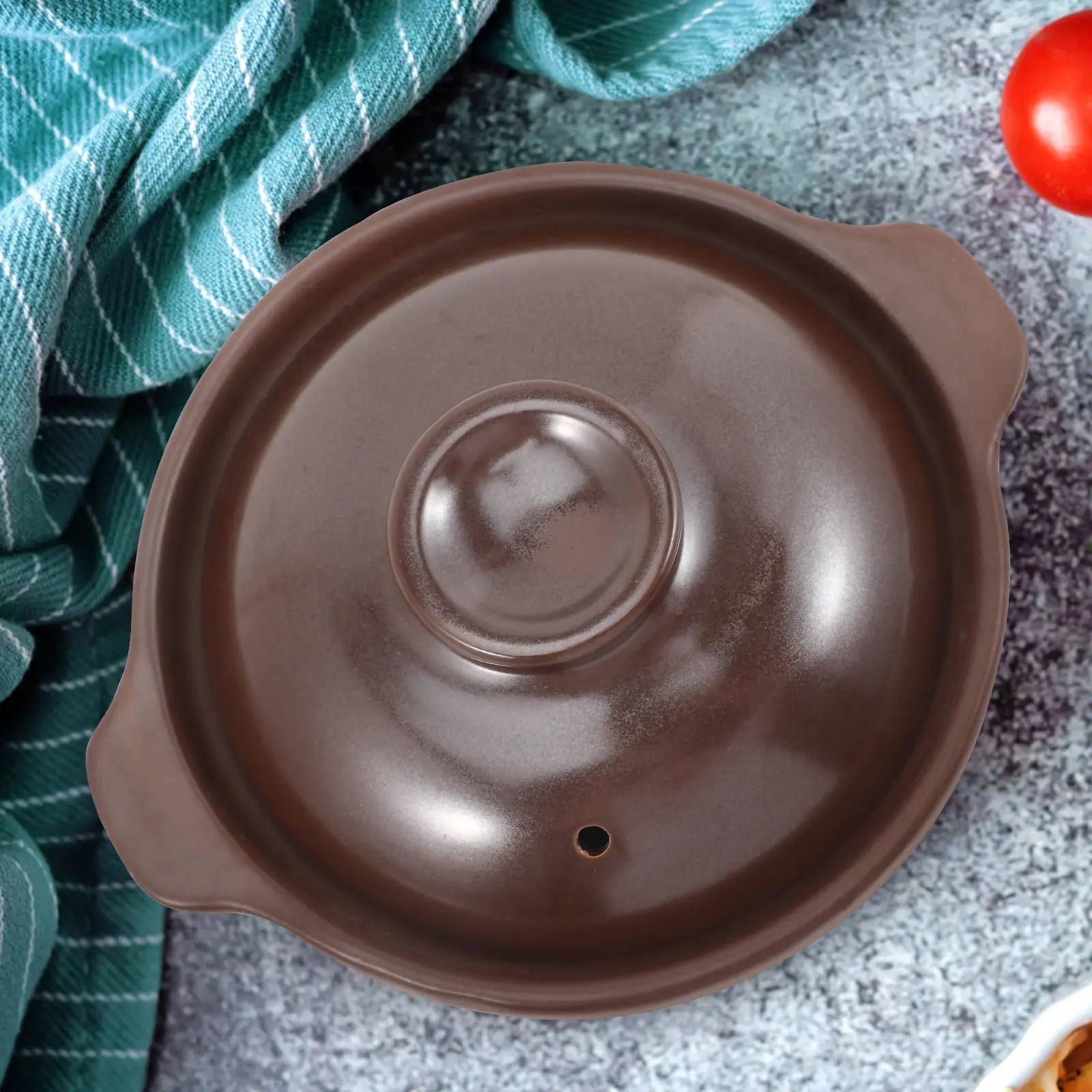 Olla de Barro Pequeña con Tapa, Cazuela de Cerámica Multifuncional para Cocinar Pollo Estofado, Arroz, Sopa, Guiso, Resistente al Calor, para Cocina