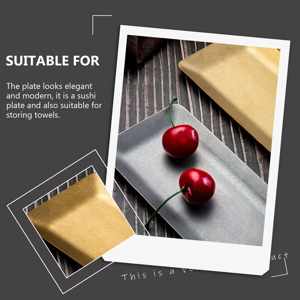 

2Pcs Stainless Steel Food Plates Sushi Serving Tray Rectangular Dessert Holder for Restaurant Bar Family Use