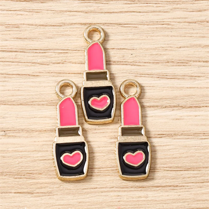 Tusember 10 Stück Niedliche Kristall-Lippenstift-, Handtaschen-, Schuh- und High-Heel-Anhänger für Halsketten, Ohrringe, Armbänder und Bastelarbeiten – Detail 30