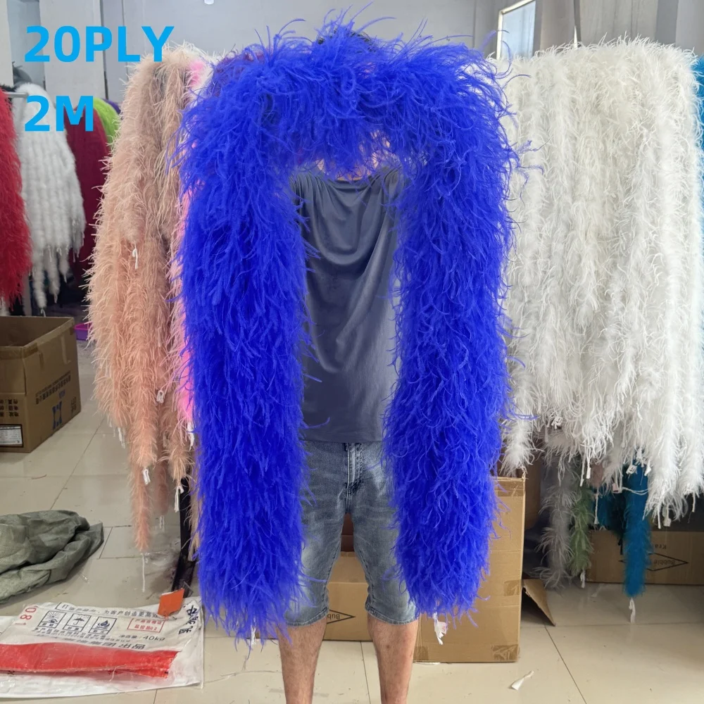 6 10 15 20PLY Fluffy Boa Natural Ostrich feather boa Scarf for Costume Party Clothing Sewing Acessory Dyed Ostrich feather trim