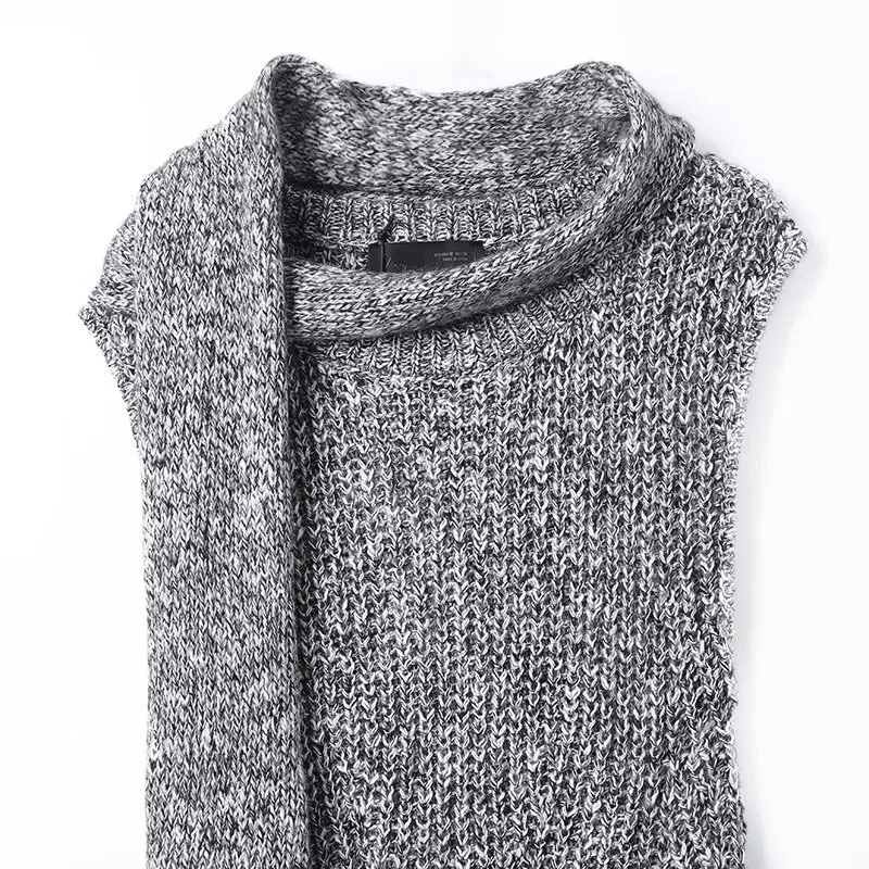 เสื้อไหมพรมผู้หญิงแบบใหม่สำหรับฤดูใบไม้ร่วง พร้อมปกผ้าพันคอและชายเสื้อแบบรุ่ย รุ่น ZR ความยาวปานกลาง ผ้าโพลีเอสเตอร์ให้ความอบอุ่น มีฮู้ด