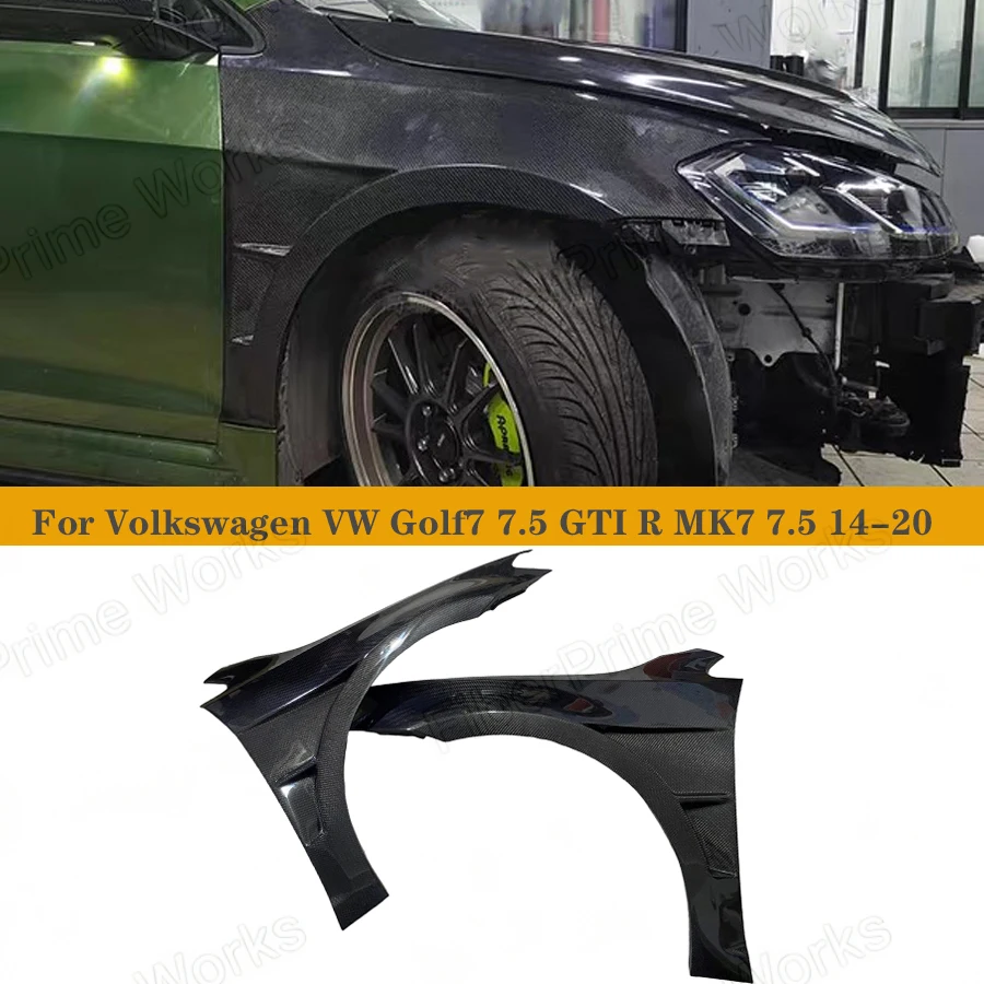 2PCS For Golf7 7.5 GTI R MK7 7.5 2014-2020 Real Carbon Fiber Front Side Fender Air Vent Cover Trim Leaf Plate Car Side Body Kits