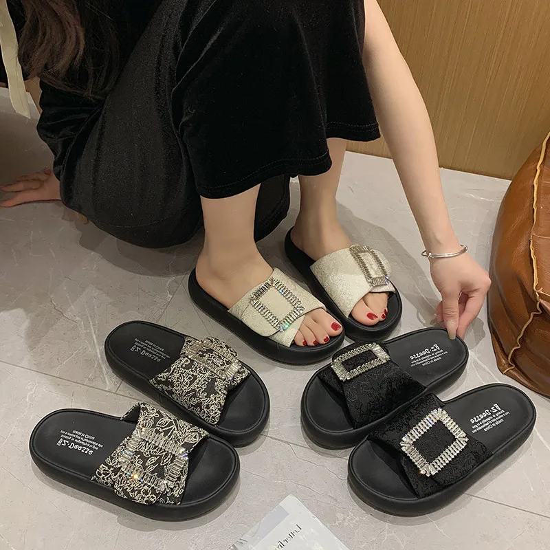 

Shoes Women Slippers Casual Shale Female Beach Slides Pantofle Platform Soft Luxury Sabot 2024 Summer Leisure Floral Fashion