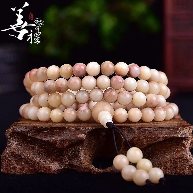 Natural full-grain camel bone bracelet with 108 round beads, tadpole pattern, suitable for men and women as a couple's prayer be