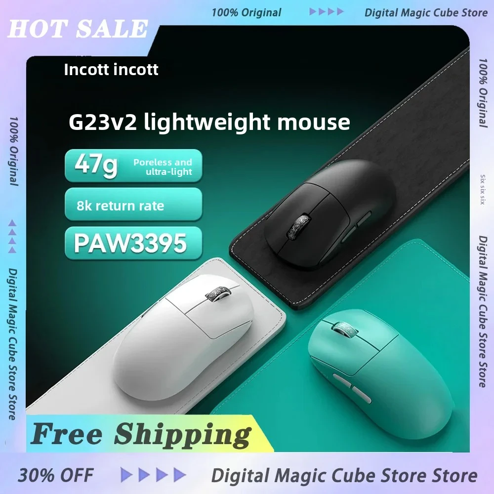 

INCOTT G23 V2 PRO/Se PAW3395 3-mode Gaming Mouse 47g Lightweight Wireless 8000Hz Polling Rate Ultra Low Latency Game Mice