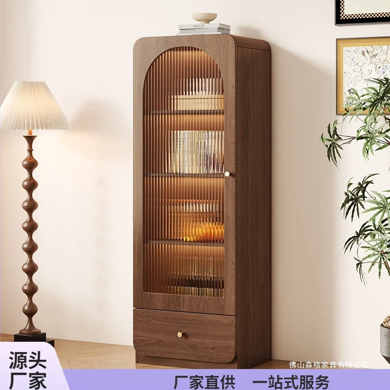 Retro windshield dining side wine cabinet against the wall Home living room Standing cabinet TV side cabinet Display storage Nar
