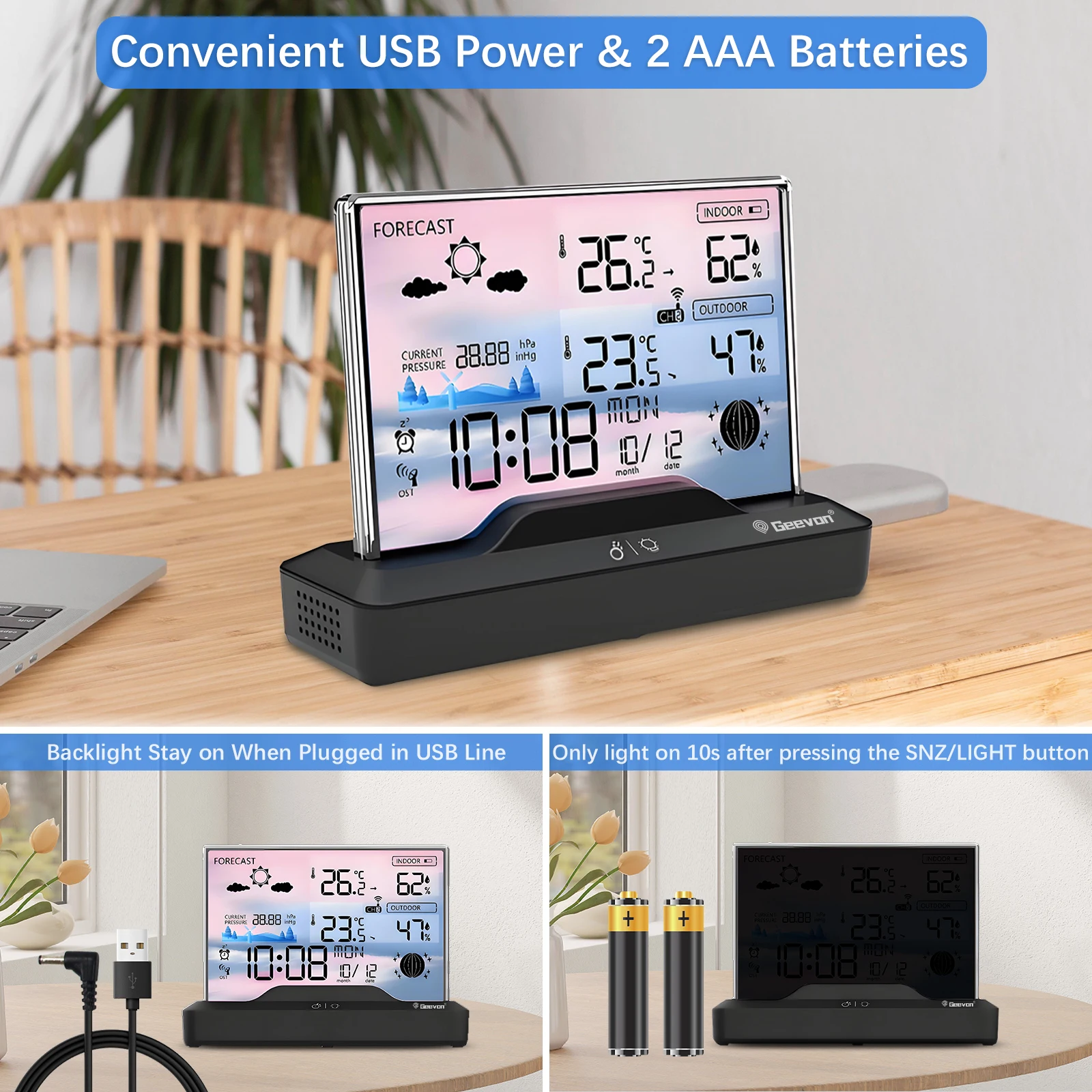 สถานีตรวจอุณหภูมิไร้สาย Geevon - Weather Station Indoor บทวิจารณ์และราคา
