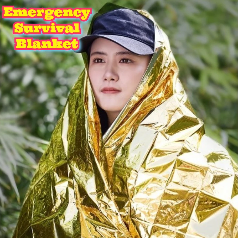 Emergency Survival Blanket Outdoor Thermal Insulation Reflective Waterproof Sun Protection Camping Hiking First Aid Safety Gear