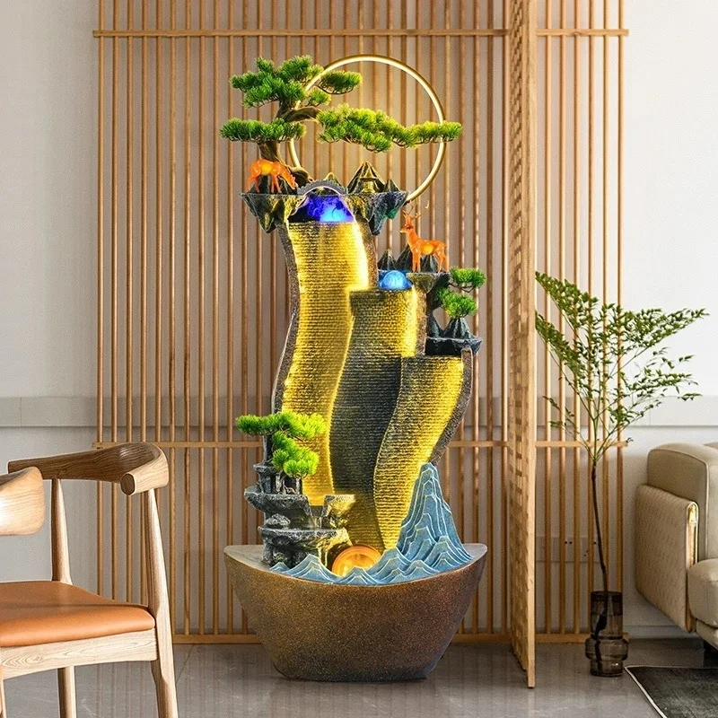 

New Chinese-style circulating water fountain ornament porch decoration office good things to attract wealth water curtain wall