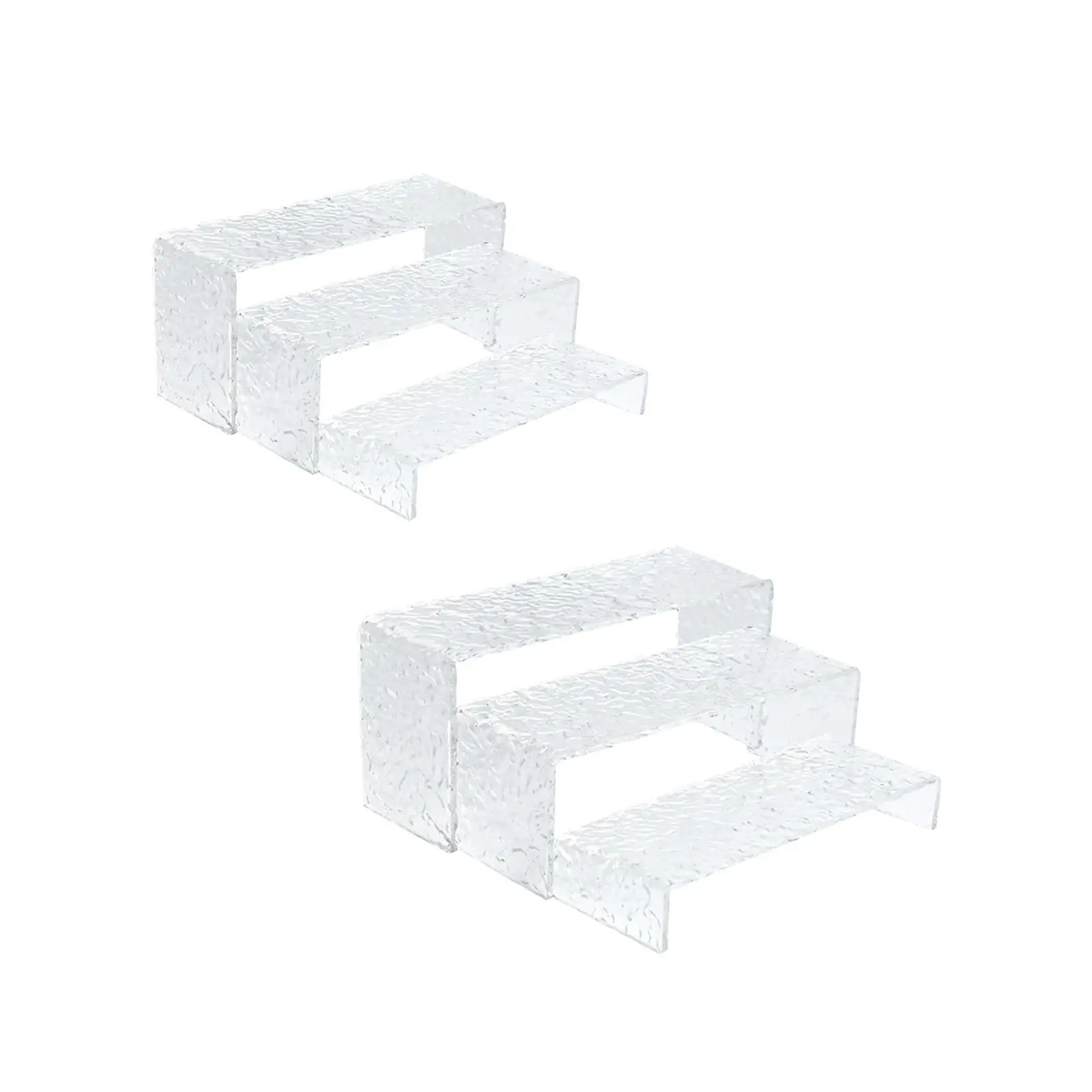 3x Acrylic Display Riser Tansparent Showcase Rectangular Acrylic Display Shelf for Necklaces Collections Cakecup Organization
