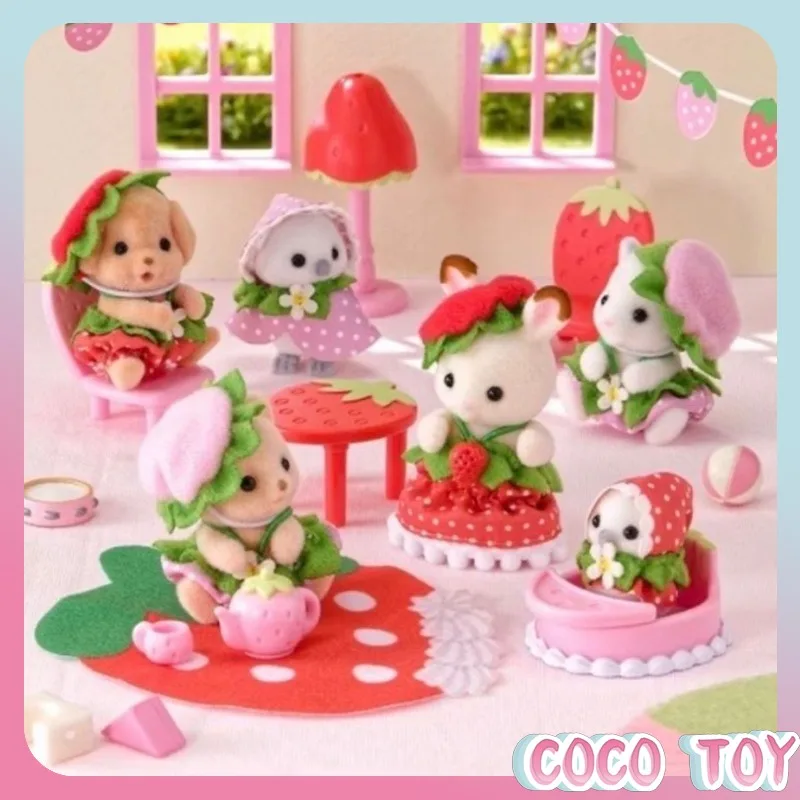 [Authentic] Sylvanian Families New Hot Limited Strawberry Baby Furniture Series Pretend Play Doll Collectible Gift for Fans view 3