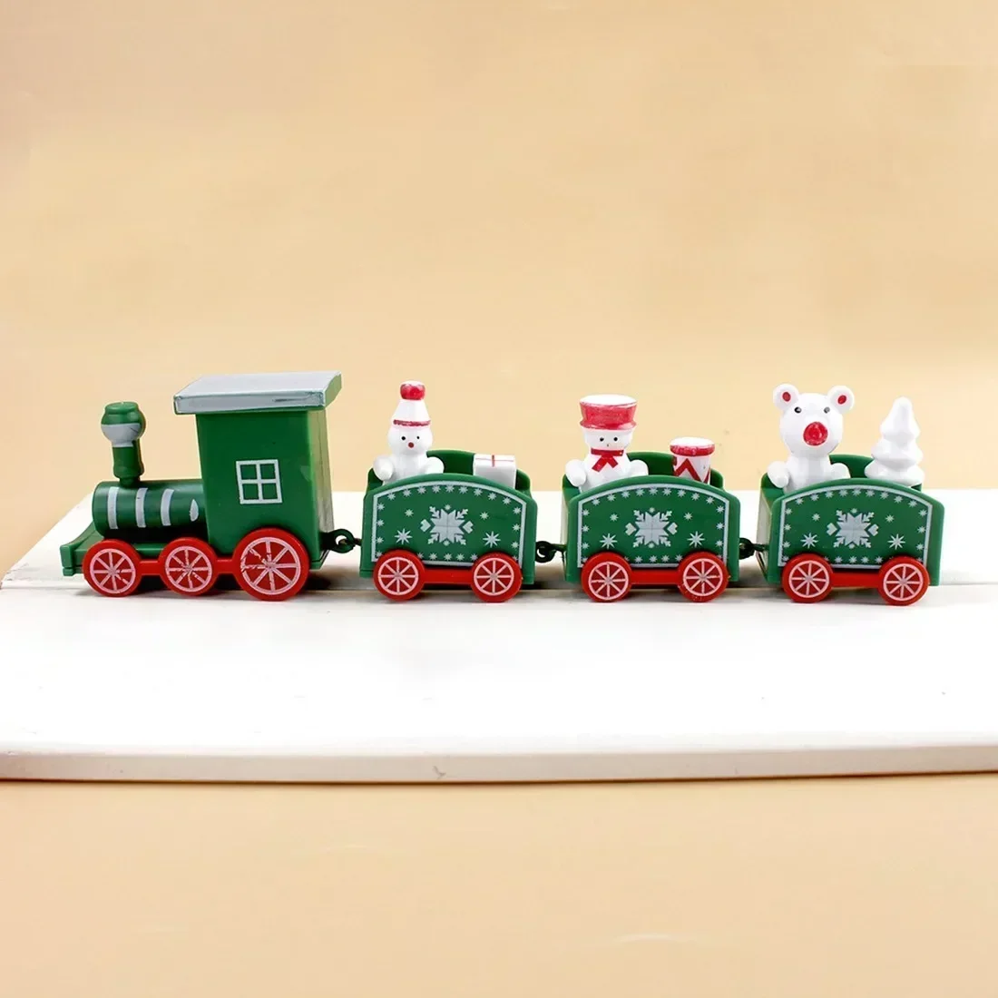 Plastic Train Ornament/ 4 Knot Hand-assembled Train Toy for Home Santa Claus Gift Xmas New Year Decoration Desk Decoration