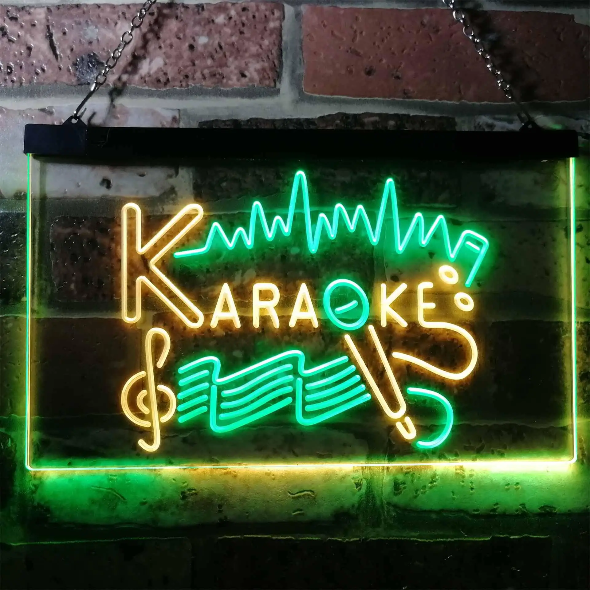 KARAOKE. Music with Microphone  Dual Color Led Neon Sign st6-i3156