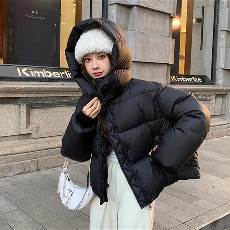 2024 New Downcotton-padded Coat Thick Winter Jacket Women Style Cropped Cotton Puffer Jacket For Middle High School Students