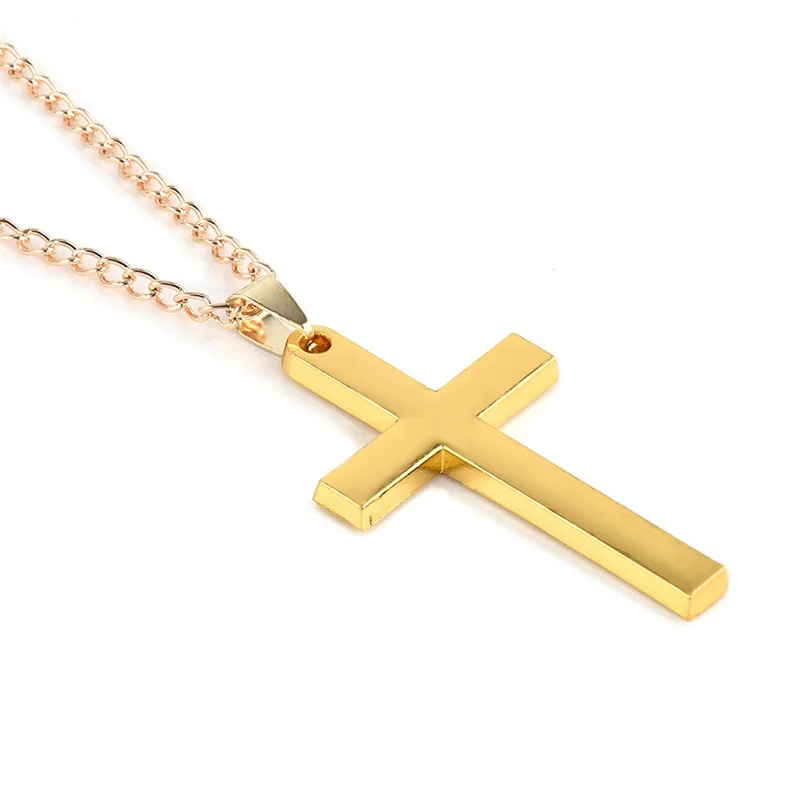 Wu\'s 2022 New Fashion Cross Pendant Necklace Ladies Mens Stainless Steel Chain Charm Necklace Cool Boys Girls Jewelry Gift