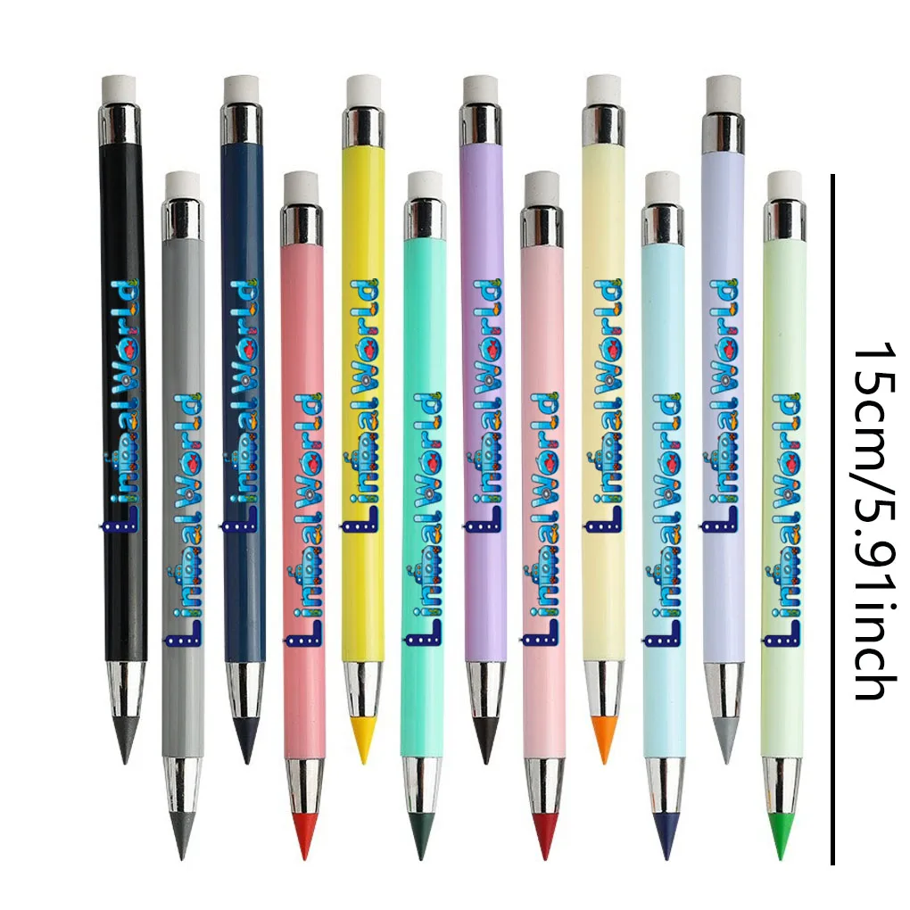 海洋生物をテーマにした色付きの永遠の鉛筆、水中世界、削らない鉛筆、学生用筆記ペン12本