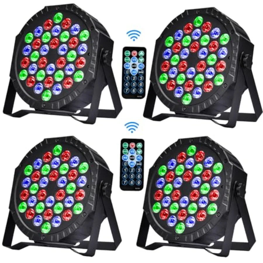 

Stage Lights DJ Lights 36LED Par Lights - 4 Pack RGB Party Lights Uplights with Sound Activated Remote Control Stage Lighting f