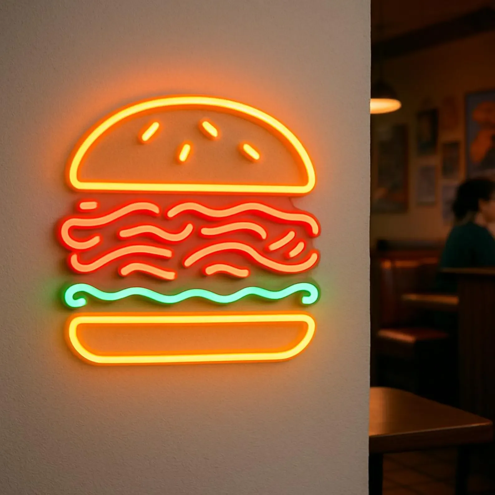Pulled Pork Sandwich Neon Sign,Fast Food Restaurant Wall Decor,Kitchen Neon Decor,Business Owner Gifts,Pork Sandwich Led Sign