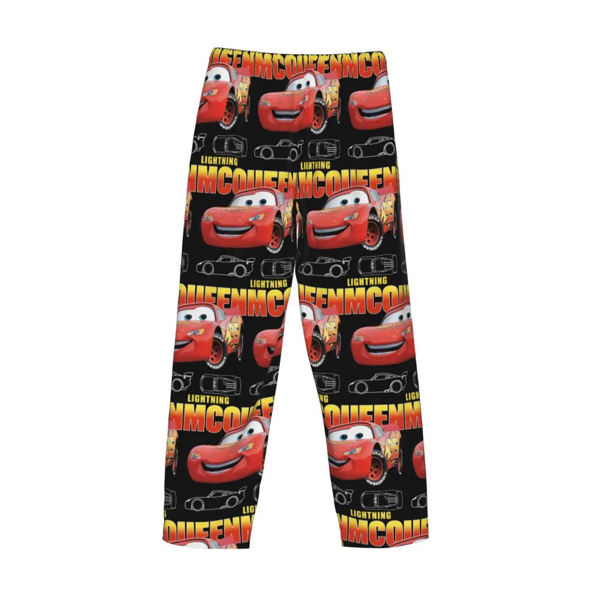 Custom Lightning Mcqueen Cars Pajama Pants Sleepwear Men Elastic Waistband Sleep Lounge Bottoms with Pockets