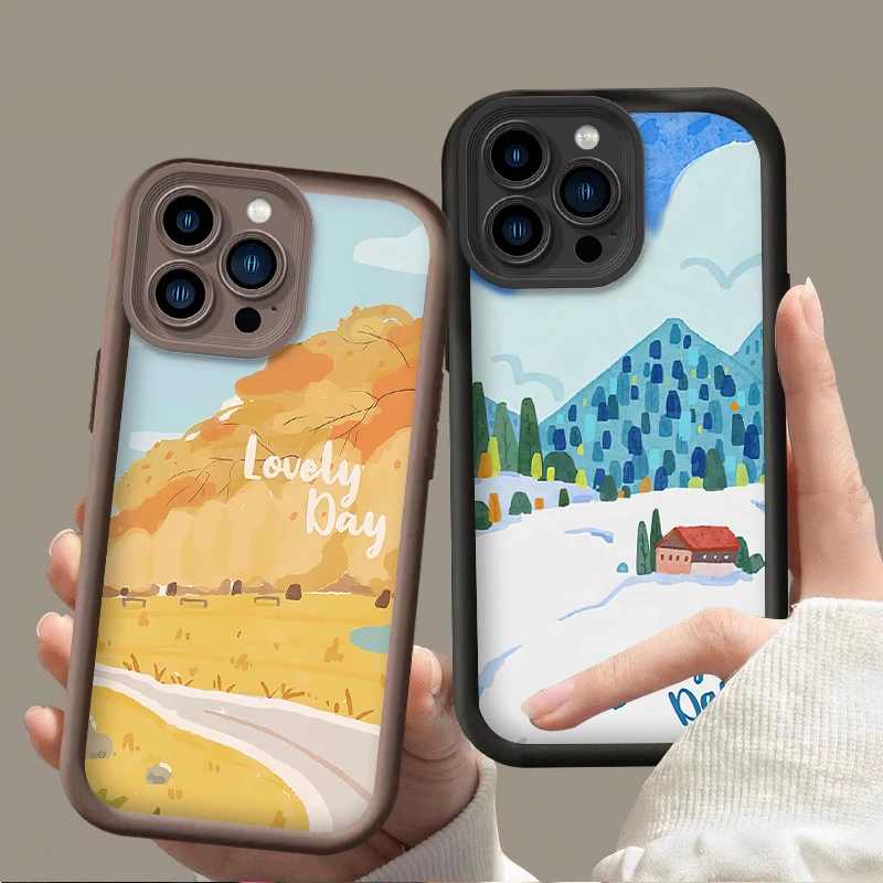 Seasonal Scenery Case For iPhone 16 15 14 13 12 11 Pro Max X XS X S Max XR SE 2020 7 8 Plus Shockproof Soft Silicone Back Cover