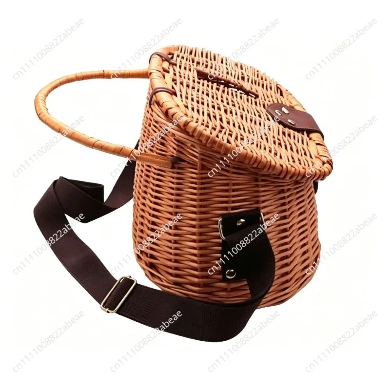 Hand Rattan Fish Basket, Wooden Fishing Bucket NEW