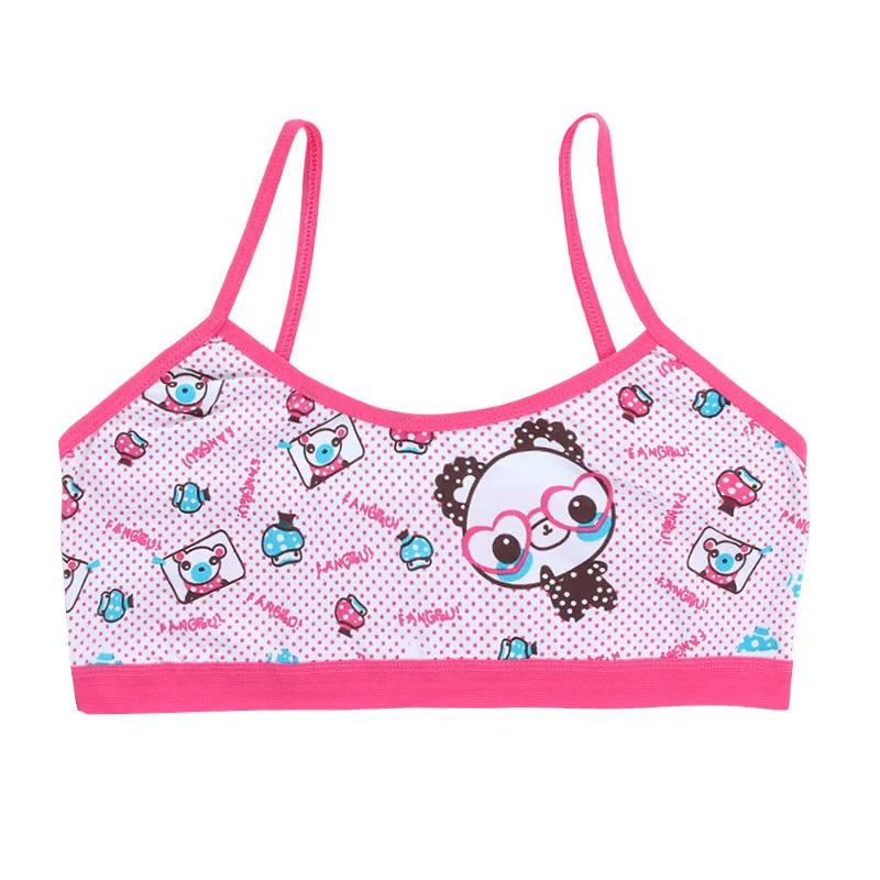 3pcs Hot Purbery Girls Vest Bras Cute Cartoon Teenage Young Children\'s Seamless Underwear Tube Tops Students Sports Training Bra