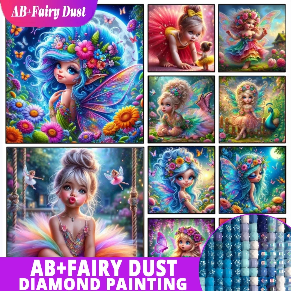 AB Fairy Dust 2025 Diamond Painting Flower Fairy Girl Elf Full Square Portrait Mosaic Picture Of Rhinestones Home Decor