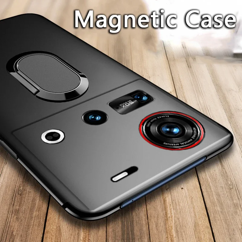 

Skinlee Case For Nubia Z70 Z60 Ultra Car Magnetic Ring Silicone Soft Shockproof Shell For Nubia Z70S Z60 Ultra Phone Cover