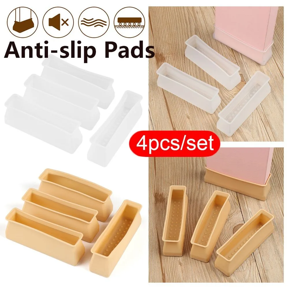 4pcs Silicone chair leg caps Anti slip Furniture Feet Cover Floor Protector Pad Wood Sofa Table Bed Mute Mat Bumper Damper