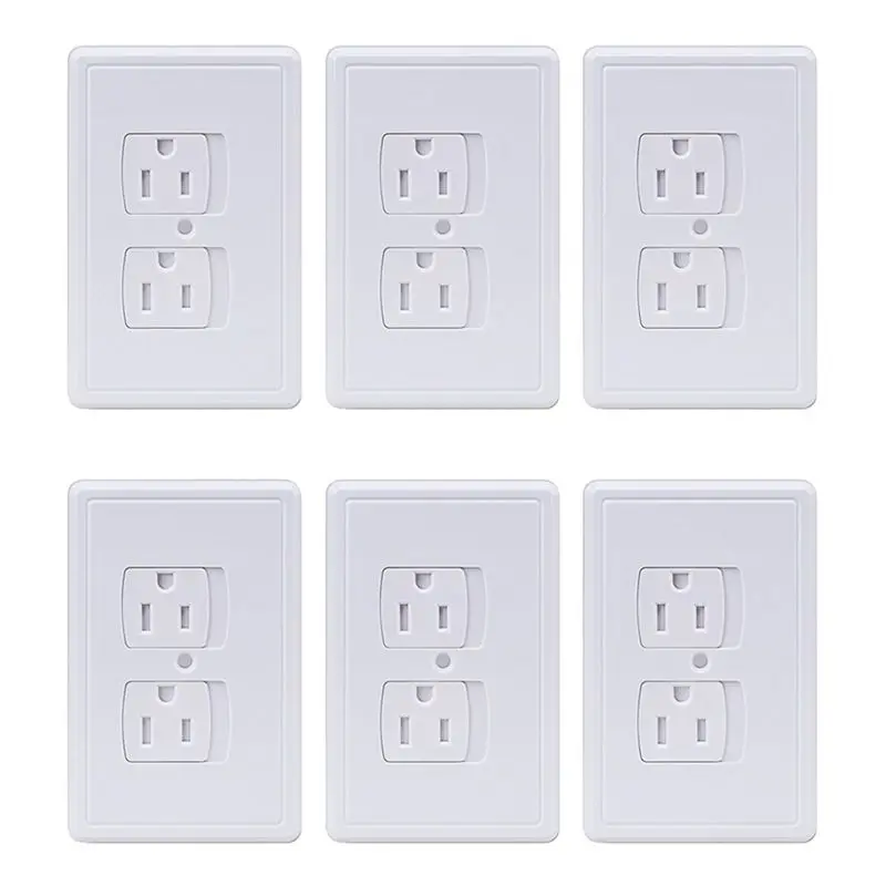 AS94-6-Pack Safety Self-Closing Outlet Covers, Wall Socket Plate Automatic Sliding Cap Cover For Child Proofing Outlets