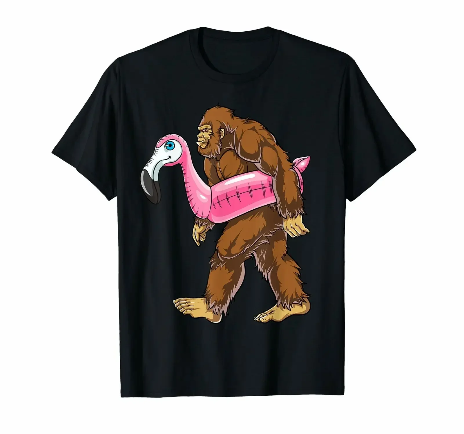 

Pool Party Bigfoot Flamingo T Shirt Sasquatch Pink Float Tee