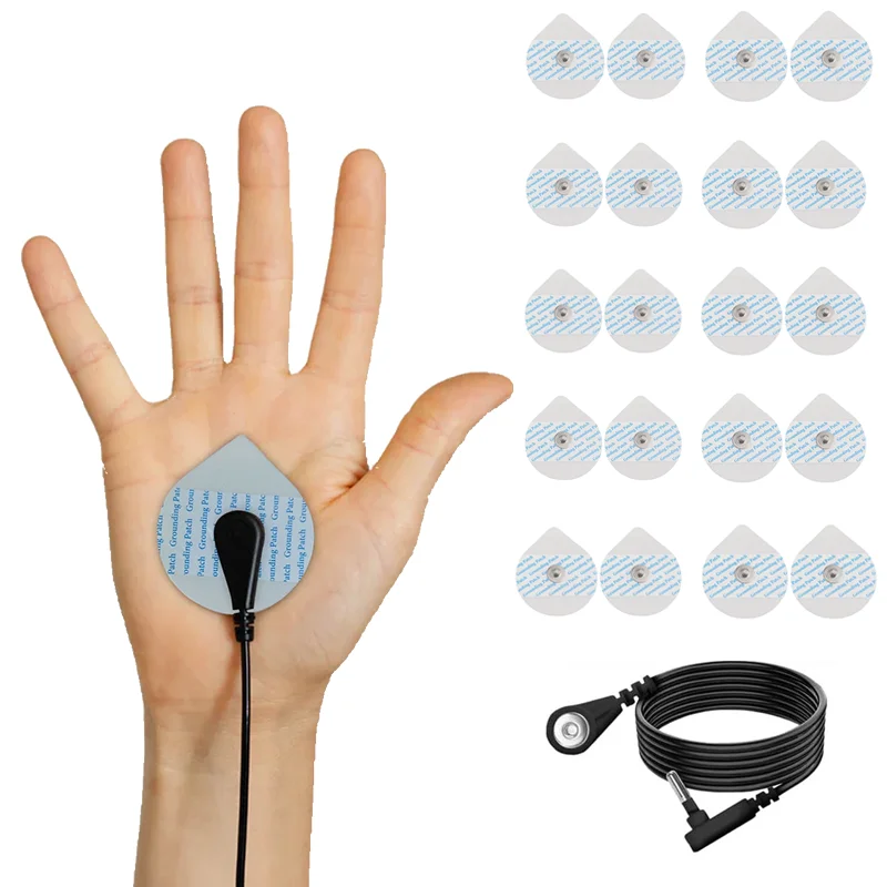 

20pcs Grounding Patches Cord Earthing Sheet Ground Copper Wire Anti Stress Pain Relief Better Sleep Home Office Bed Use Natural