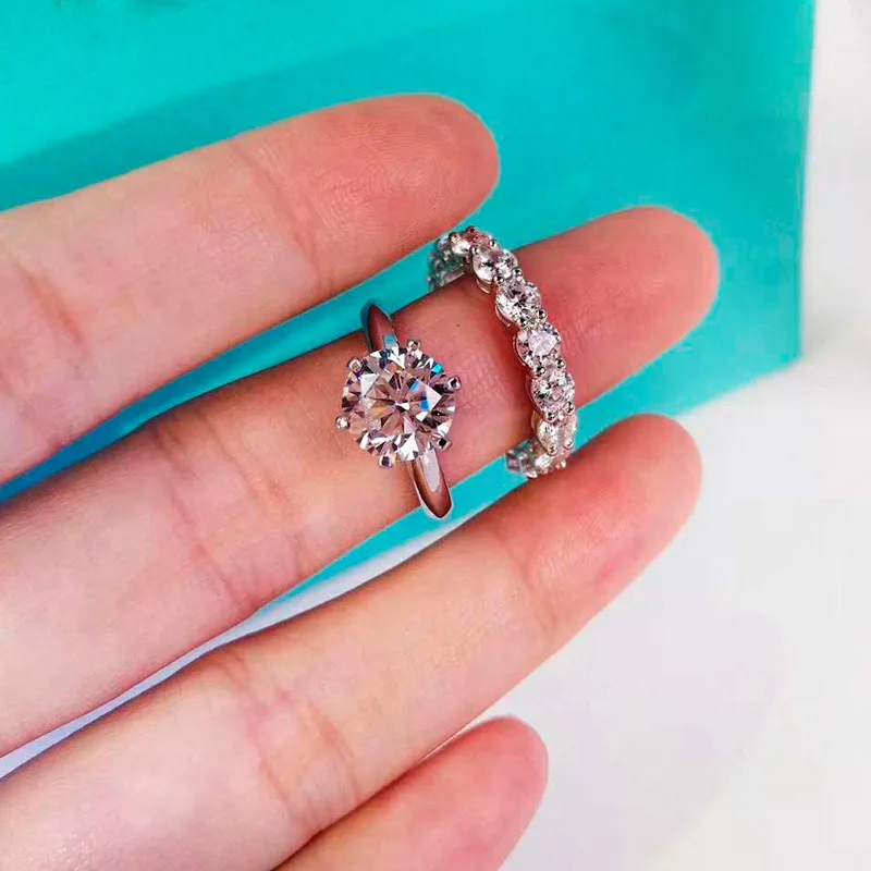 Handmade Brand Promise Ring Set Real S925 Sterling Silver zircon Engagement Wedding Band Rings for Women finger jewelry 3